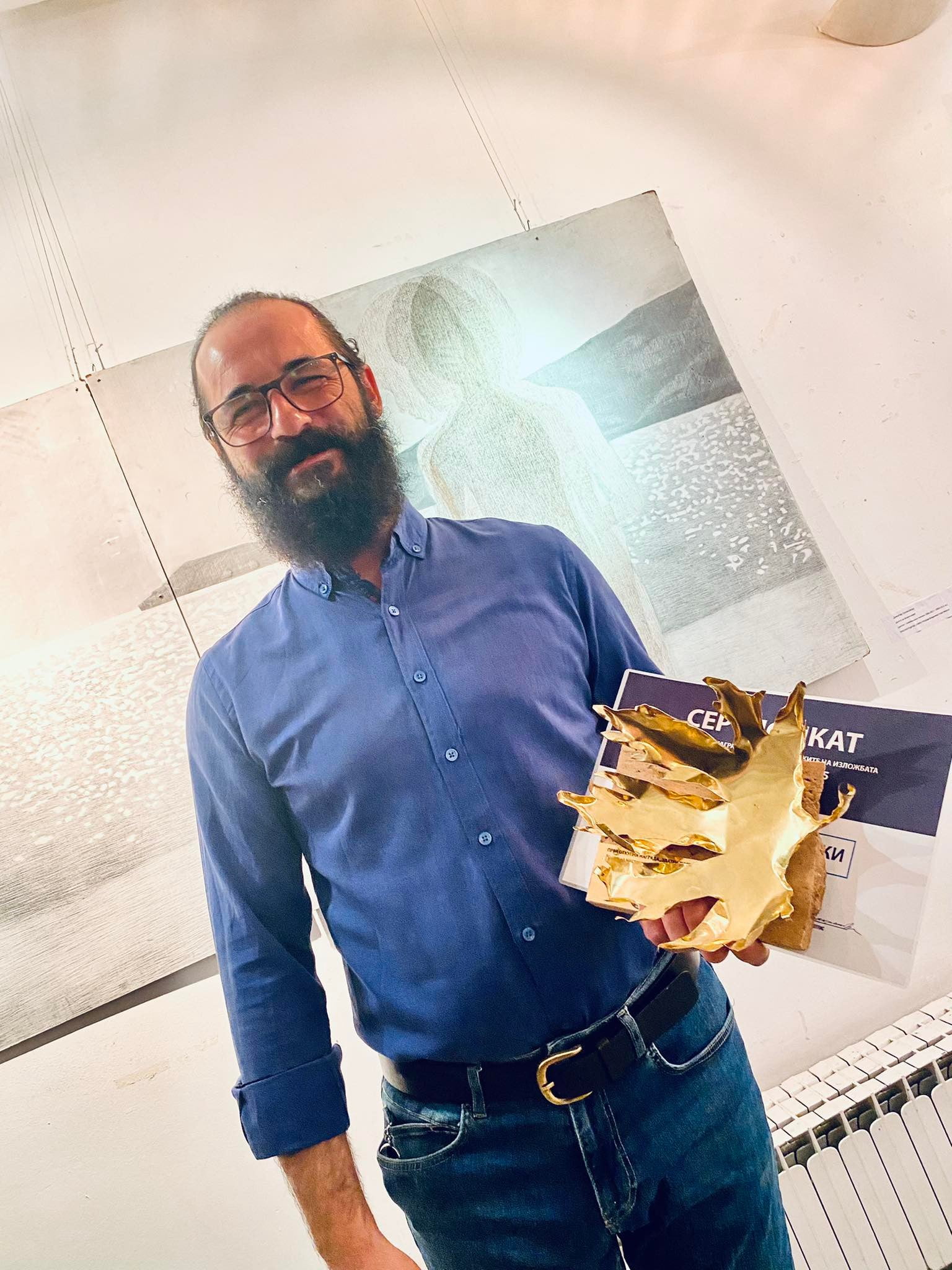 Врачена наградата „Златен лист - Владимир Георгиевски“ на битолскиот академски сликар Димитар Солаковски 3 279869606 993183948233895 5120329871447569870 n